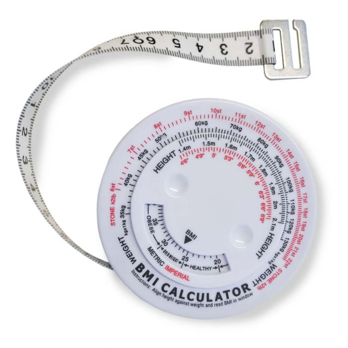 Originaltree 150 cm Indice di Massa corporea BMI Nastro Retrattile misuratore calcolatrice Diet Health Care White 